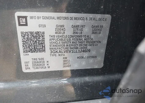 2020 GMC Terrain Awd Slt из США, поврежденный, VIN 3GKALVEV1LL124609